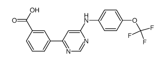3-(6-((4-(trifluoromethoxy)phenyl)amino)pyrimidin-4-yl)benzoic acid Structure