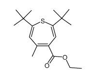 2,7-Di-tert-butyl-5-methyl-4-thiepincarbonsaeureethylester结构式