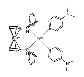 (1,1'-bis(diphenylphosphino)ferrocene)Pt(C6H4-4-NMe2)2结构式