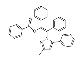 (Z)-2-(3-methyl-5-phenyl-1H-pyrazol-1-yl)-1,2-diphenyl-1-(benzoyloxy)ethene Structure
