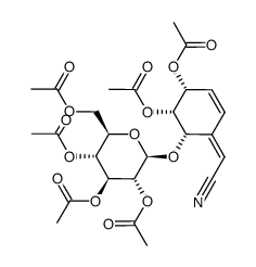 hexaacetate of (Z)-6α-(β-D-glucosyloxy)-4α,5α-dihydroxy-2-cyclohexene-Δ1,α-acetonitrile结构式