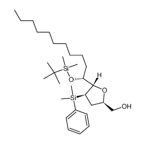 (2R,4R,5S)-[5-[(1R)-1-(tert-butyldimethylsilanyloxy)undecyl]-4-(dimethylphenylsilanyl)tetrahydrofuran-2-yl]methanol结构式