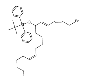 [(3Z,6Z)-1-((1E,3Z)-5-Bromo-penta-1,3-dienyl)-dodeca-3,6-dienyloxy]-tert-butyl-diphenyl-silane结构式