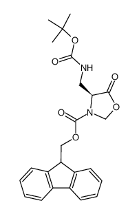 (S)-3-(fluoren-9-ylmethoxycarbonyl)-4-[(tert-butyloxycarbonylamino)methyl]-5-oxazolidinone结构式