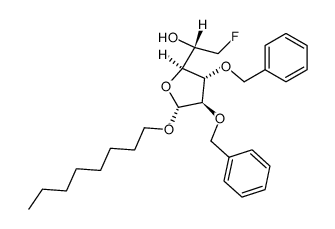 n-octyl 2,3-di-O-benzyl-6-deoxy-6-fluoro-β-D-galactofuranoside Structure