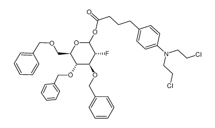 3,4,6-tri-O-benzyl-2-deoxy-2-fluoro-D-glucopyranosyl 4-{4-[bis(2-chloroethyl)amino]phenyl}butyrate结构式