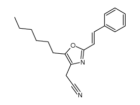 (E)-2-(5-hexyl-2-styryloxazol-4-yl)acetonitrile结构式