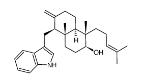 (1S,8aα)-Decahydro-5β-(1H-indol-3-ylmethyl)-1β,4aβ-dimethyl-6-methylene-1-(4-methyl-3-pentenyl)naphthalen-2β-ol结构式
