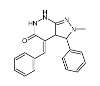 4-benzylidene-2,3,3a,4,6,7-hexahydro-2-methyl-3-phenyl-5H-pyrazolo<3,4-c>pyridazine-5-one Structure