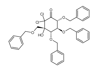 (1S)-(1(OH),2,4/1,3)-2,3,4-Tri-O-benzyl-1-C-[(benzyloxy)methyl]-6,6-dichloro-5-oxo-1,2,3,4-cyclohexanetetrol Structure