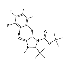 (2R,5R)-2-t-butyl-1-t-butyloxycarbonyl-3-methyl-5-pentafluorobenzyl-4-imidazolidinone结构式
