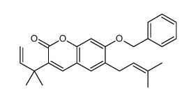 3-(2-methylbut-3-en-2-yl)-6-(3-methylbut-2-enyl)-7-phenylmethoxychromen-2-one结构式