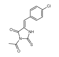 (Z)-3-acetyl-5-(4-chlorobenzylidene)-2-thioxoimidazolidin-4-one Structure