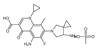 5-amino-7-[(7S)-7-amino-5-azaspiro[2.4]heptan-5-yl]-1-cyclopropyl-6-fluoro-8-methyl-4-oxoquinoline-3-carboxylic acid,methanesulfonic acid Structure
