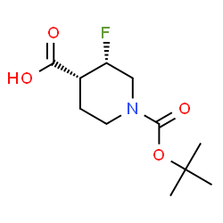 (3S,4R)-1-(叔丁氧羰基)-3-氟哌啶-4-羧酸结构式