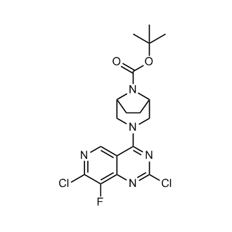 tert-Butyl3-(2,7-dichloro-8-fluoropyrido[4,3-d]pyrimidin-4-yl)-3,8-diazabicyclo[3.2.1]octane-8-carboxylate Structure