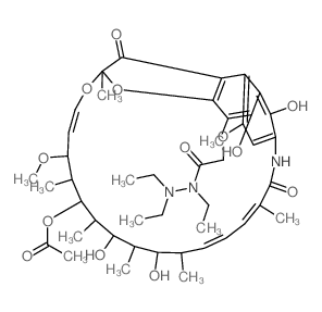Acetic acid, [[1,2-dihydro-5,6,17,19,21-pentahydroxy-23-methoxy-2, 4,12,16,18,20,22-heptamethyl-1,11-dioxo-2,7-(epoxypentadeca[1,11, 13]trienimino)naphtho[2,1-b]furan-9-yl]oxy]-, 21-acetate, 1,2, 2-tr picture