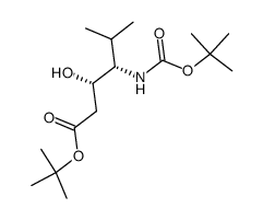 (3S,4S)-tert-butyl-4-(N-tert-butoxycarbonylamino)-3-hydroxy-5-methylhexanoate Structure