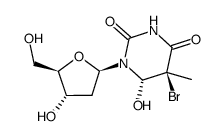 (-)-trans-(5S,6S)-5-bromo-6-hydroxy-5,6-dihydrothymidine结构式