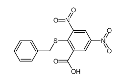 2-(phenylmethylsulfanyl)-3,5-dinitrobenzenecarboxylic acid Structure
