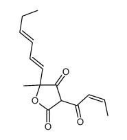 5-[(1E,3E)-1,3-Hexadienyl]-5-methyl-3-[(E)-1-oxo-2-butenyl]furan-2,4(3H,5H)-dione结构式