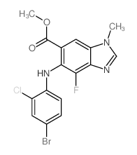 Methyl 5-((4-bromo-2-chlorophenyl)amino)-4-fluoro-1-methyl-1H-benzo[d]imidazole-6-carboxylate structure