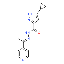 (E)-3-cyclopropyl-N-(1-(pyridin-4-yl)ethylidene)-1H-pyrazole-5-carbohydrazide structure