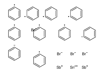 cyclohexatriene, tetraphenylstibanium, tin(+4) cation, tetrabromide structure