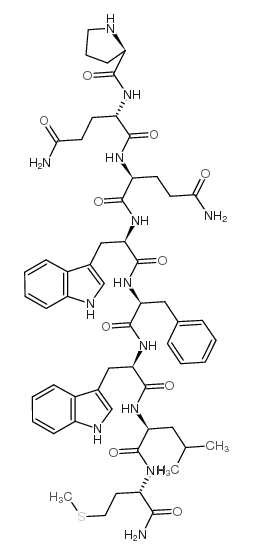 DPRO-GLN-GLN-DTRP-PHE-DTRP-LEU-MET-NH2: DP-QQ-DW-F-DW-LM-NH2结构式