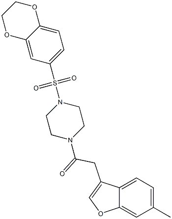 1-[4-(2,3-dihydro-1,4-benzodioxine-6-sulfonyl)piperazin-1-yl]-2-(6-methyl-1-benzofuran-3-yl)ethan-1-one structure