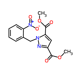 1H-Pyrazole-3,5-dicarboxylic acid, 1-[(2-nitrophenyl)methyl]-, 3,5-dimethyl ester结构式