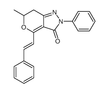 6-methyl-3-oxo-2-phenyl-4-styryl-6,7-dihydro-2H-pyrano<4,3-c>pyrazole结构式