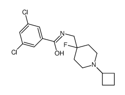3,5-dichloro-N-[(1-cyclobutyl-4-fluoropiperidin-4-yl)methyl]benzamide结构式