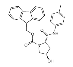(2S,4R)-4-hydroxy-2-p-tolylcarbamoyl-pyrrolidine-1-carboxylic acid 9H-fluoren-9-ylmethyl ester Structure