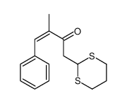 1-(1,3-dithian-2-yl)-3-methyl-4-phenylbut-3-en-2-one结构式