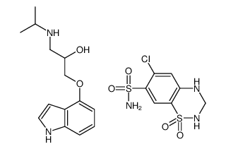 6-chloro-1,1-dioxo-3,4-dihydro-2H-1λ6,2,4-benzothiadiazine-7-sulfonamide,1-(1H-indol-4-yloxy)-3-(propan-2-ylamino)propan-2-ol Structure