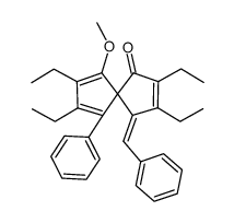 (4E)-2,3,7,8-tetraethyl-6-methoxy-1-oxo-9-phenyl-4-(1-phenylmethylidene)spiro[4.4]nona-2,6,8-triene结构式