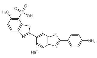 [2,6'-Bibenzothiazole]-7-sulfonicacid, 2'-(4-aminophenyl)-6-methyl-, sodium salt (1:1) structure