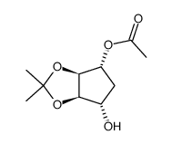 (3αS,4R,6S,6αR)-4β-acetoxy-2,2-dimethyl-6-hydroxy-3aβ,5,6α,6aβ-tetrahydro-4H-cyclopenta-1,3-dioxole结构式