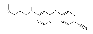 5-[[6-(3-methoxypropylamino)pyrimidin-4-yl]amino]pyrazine-2-carbonitrile结构式