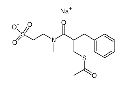 Sodium; 2-[(2-acetylsulfanylmethyl-3-phenyl-propionyl)-methyl-amino]-ethanesulfonate Structure