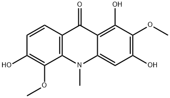 9(10H)-Acridinone, 1,3,6-trihydroxy-2,5-dimethoxy-10-methyl-结构式