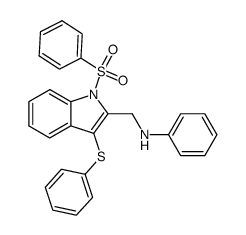 N-((1-(phenylsulfonyl)-3-(phenylthio)-1H-indol-2-yl)methyl)aniline Structure