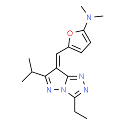 2-Furanamine,5-[[3-ethyl-6-(1-methylethyl)-7H-pyrazolo[5,1-c]-1,2,4-triazol-7-ylidene]methyl]-N,N-dimethyl- structure