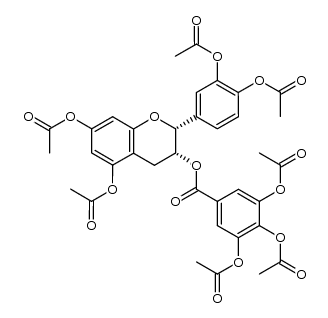 (-)-5,7-O-diacetyl-3',4'-O-diacetyl-3'',4'',5''-triacetylepicatechin-3-O-gallate Structure