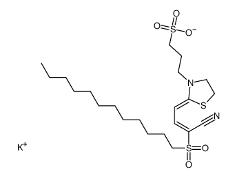 potassium 3-[2-[3-cyano-3-(dodecylsulphonyl)allylidene]thiazolidin-3-yl]propane-1-sulphonate structure