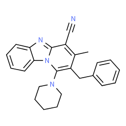 2-benzyl-3-methyl-1-(piperidin-1-yl)pyrido[1,2-a]benzimidazole-4-carbonitrile Structure