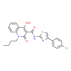1-butyl-N-[4-(4-chlorophenyl)-1,3-thiazol-2-yl]-4-hydroxy-2-oxo-1,2-dihydroquinoline-3-carboxamide结构式