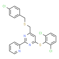 4-([(4-CHLOROBENZYL)SULFANYL]METHYL)-6-[(2,6-DICHLOROPHENYL)SULFANYL]-2-(2-PYRIDINYL)PYRIMIDINE Structure