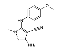 1H-1-methyl-3-amino-4-cyano-5-(4-methoxyphenylamino)pyrazole结构式